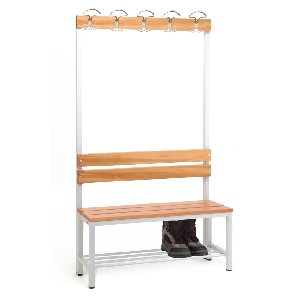 Produktabbildung Nr. 6: Banc pour vestiaire Steinbock®, unilatéral avec baguette à crochets, longueur 1 000 mm, avec porte-chaussure