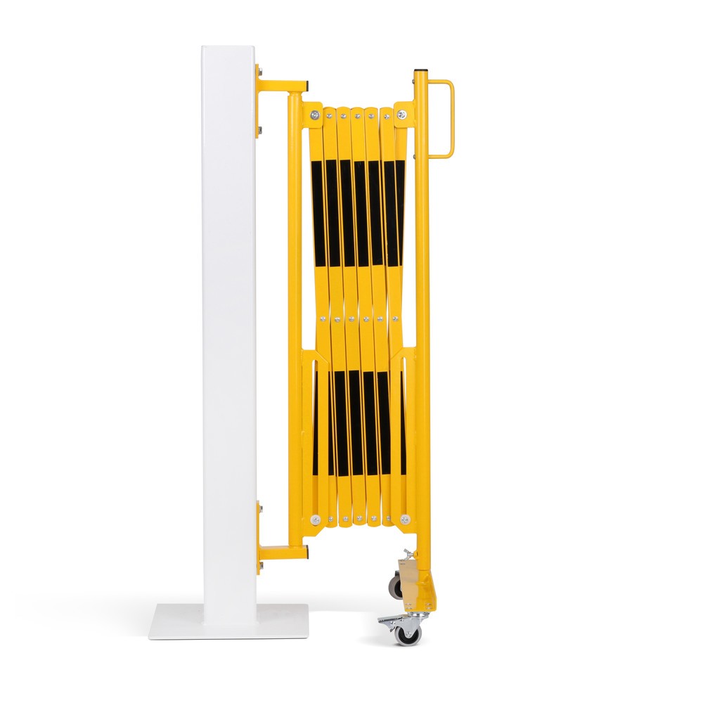 Produktabbildung Nr. 1: Barrière extensible dancop, roues d'un côté, montage mural, largeur 3 600 mm, noir/jaune