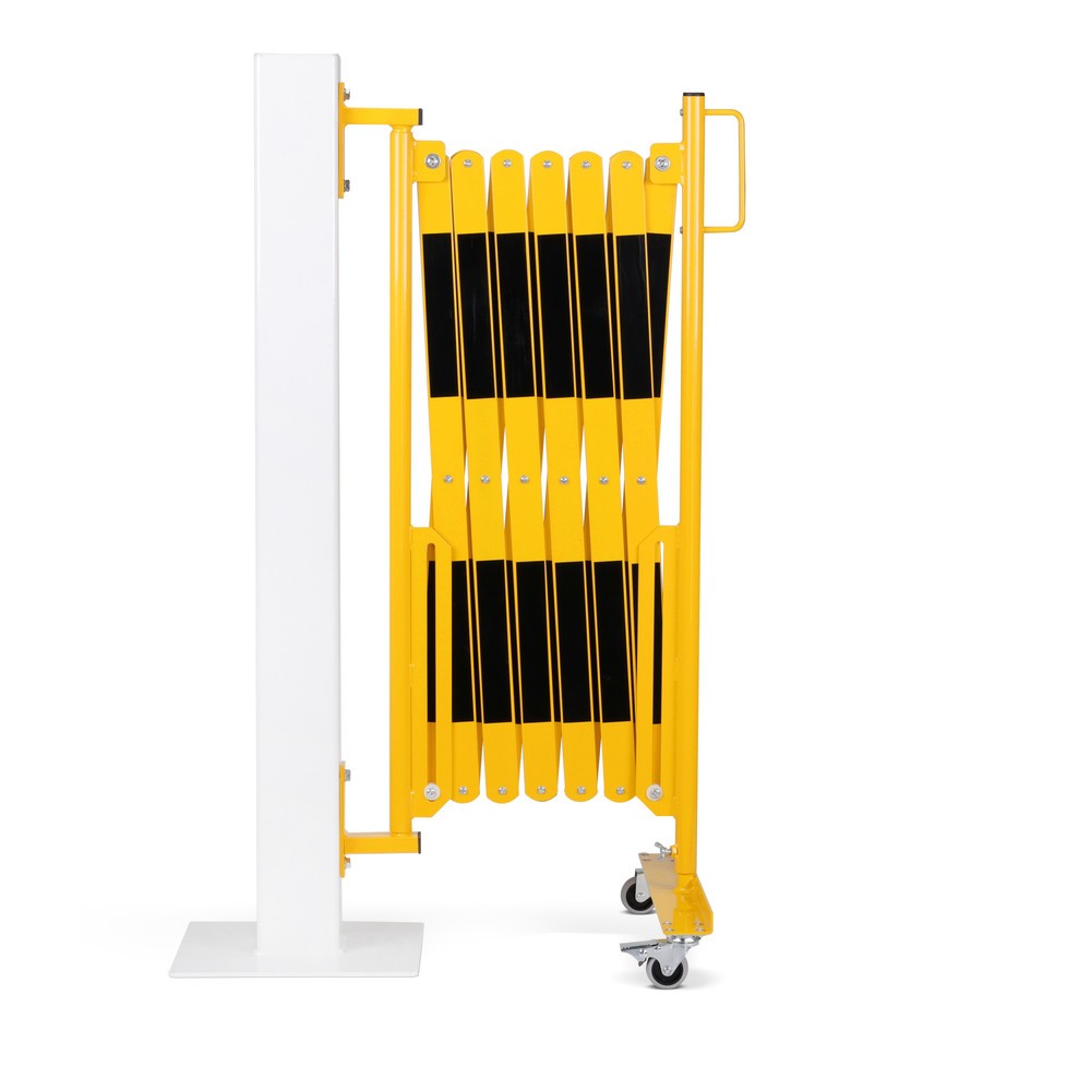 Produktabbildung Nr. 1: Barrière extensible dancop, roues d'un côté, montage mural, largeur 4 000 mm, noir/jaune