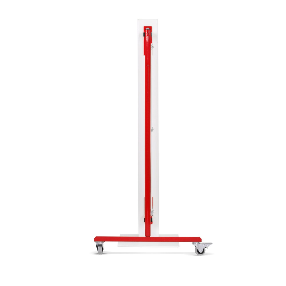 Produktabbildung Nr. 3: Barrière extensible dancop, roues d'un côté, montage mural, largeur 3 600 mm, rouge/blanc