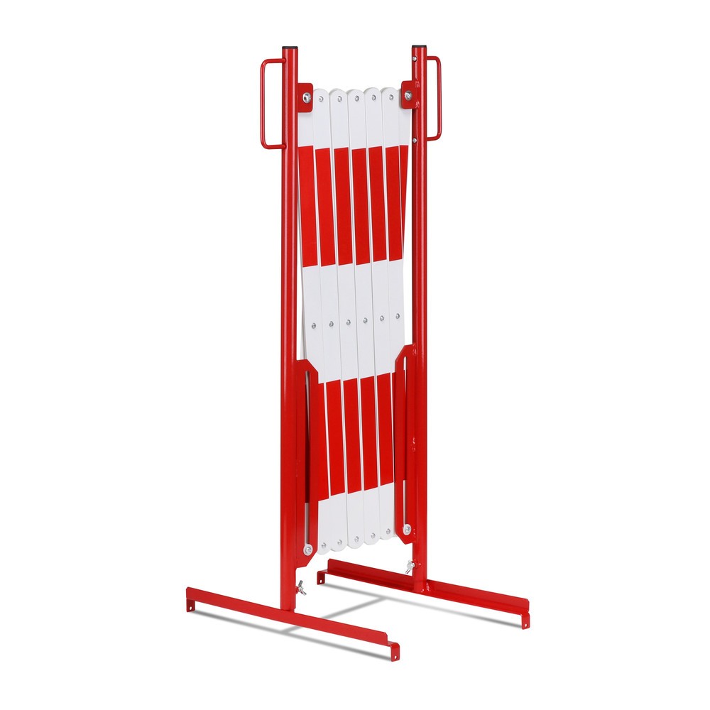 N° de l'image du produit 4 : Barrière extensible dancop, pied des deux côtés, largeur 4 000 mm, rouge/blanc