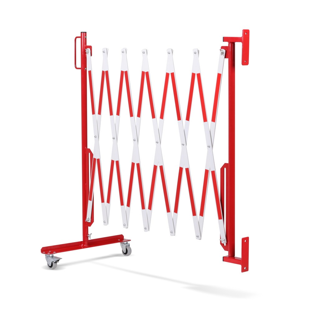 Produktabbildung Nr. 6: Barrière extensible dancop, roues d'un côté, montage mural, largeur 3 600 mm, rouge/blanc