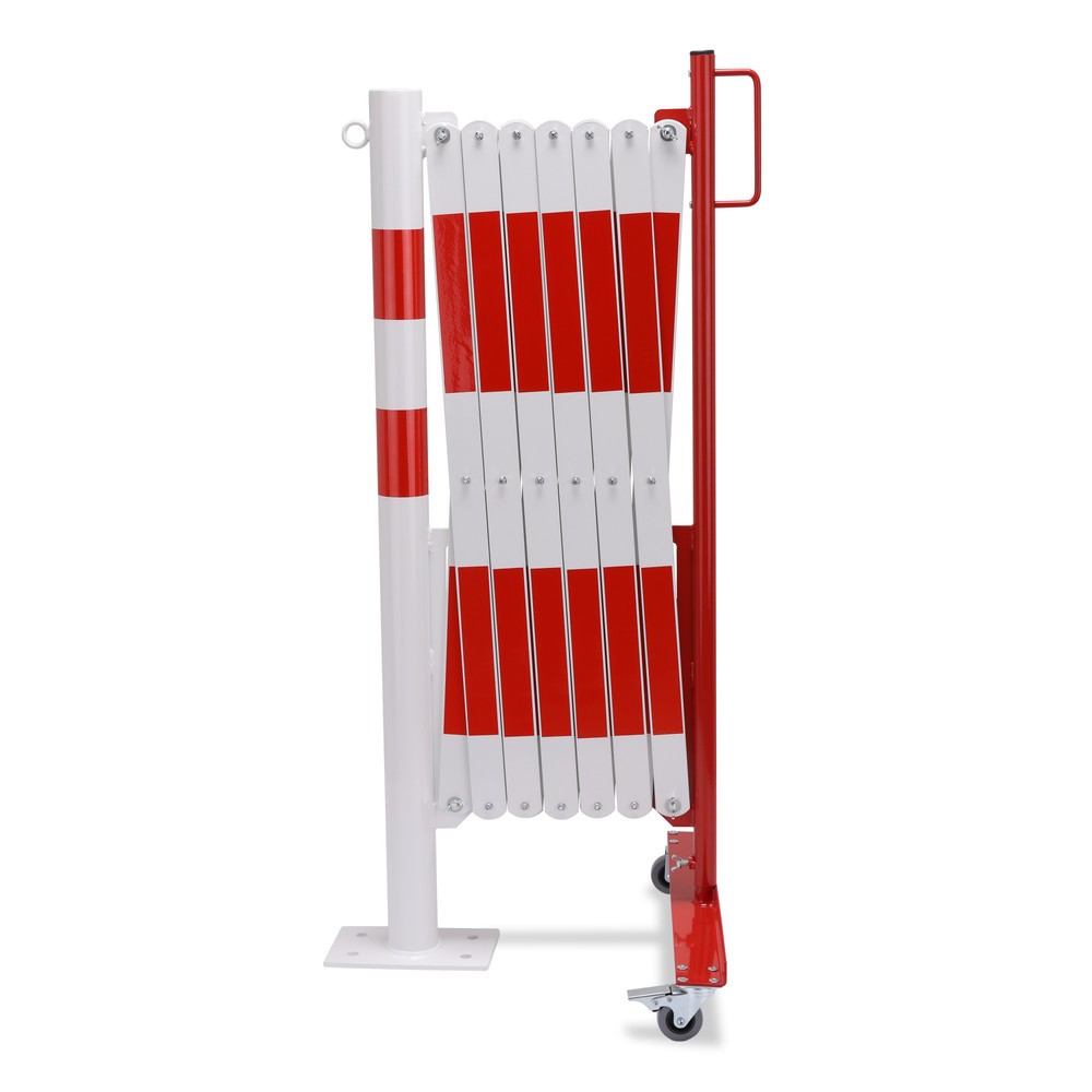 Produktabbildung Nr. 1: Barrière extensible dancop avec potelets, Ø 60 mm, largeur 4 000 mm, rouge/blanc