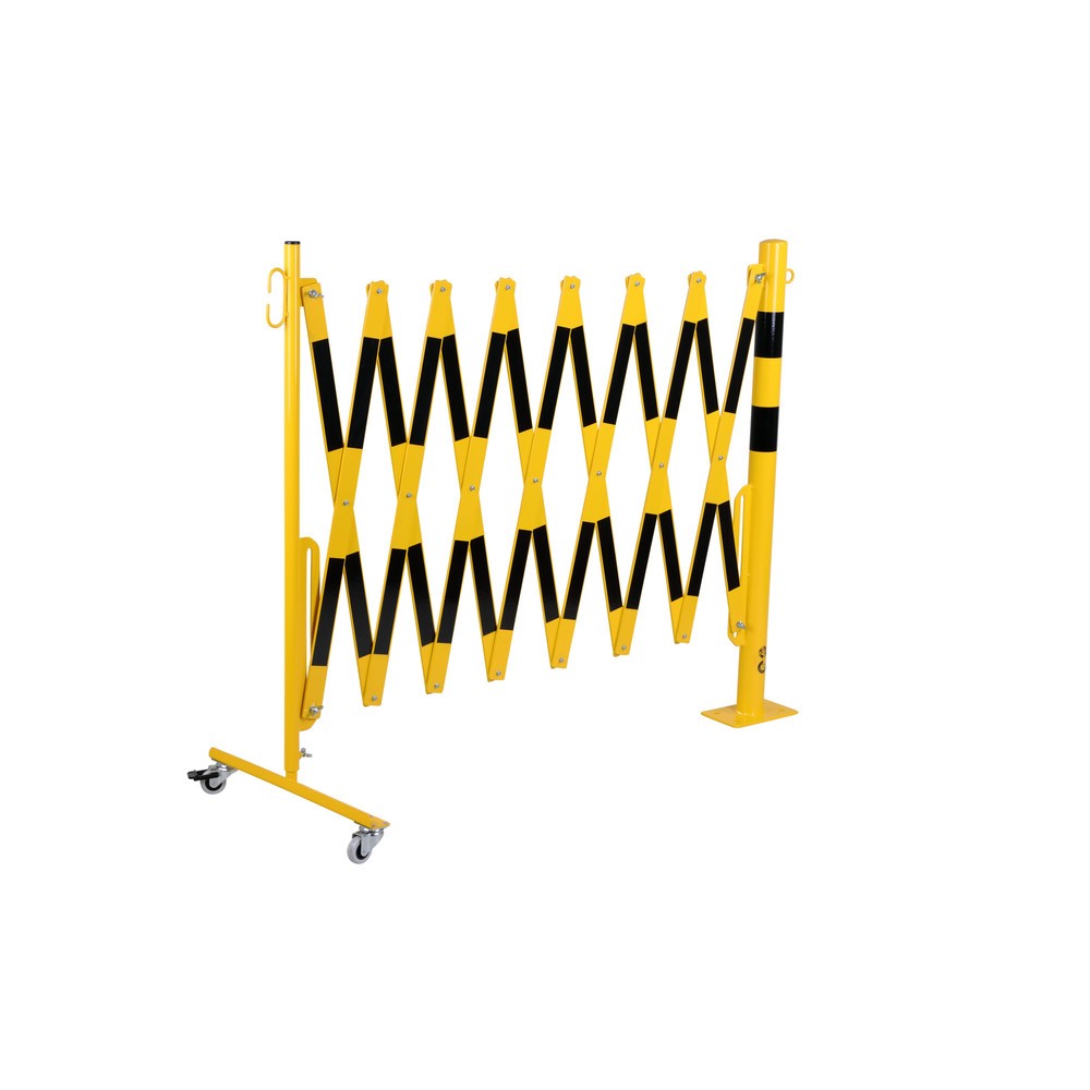 N° de l'image du produit 2 : Barrière extensible dancop avec potelets, Ø 60 mm, largeur 4 000 mm, noir/jaune