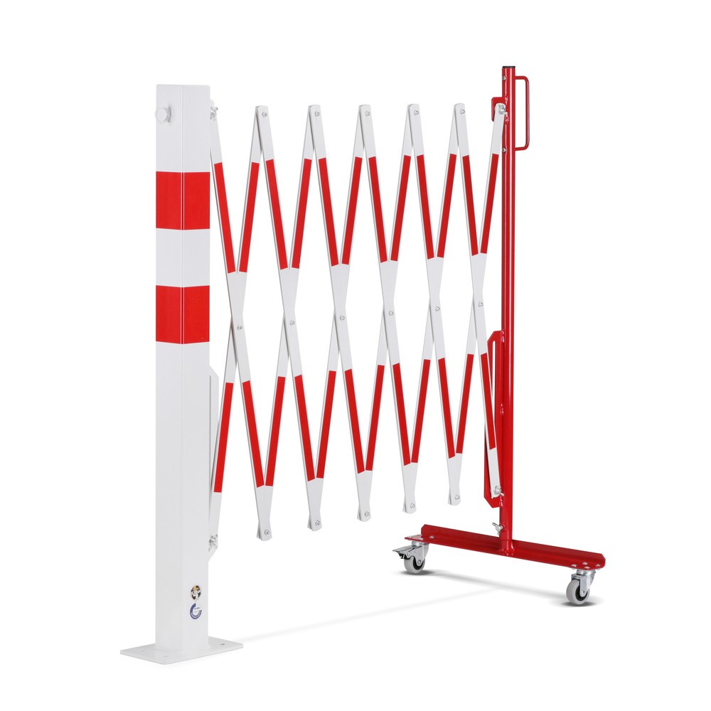 Produktabbildung Nr. 8: Barrière extensible dancop avec potelets, 70 x 70 mm, largeur 3 600, rouge/blanc