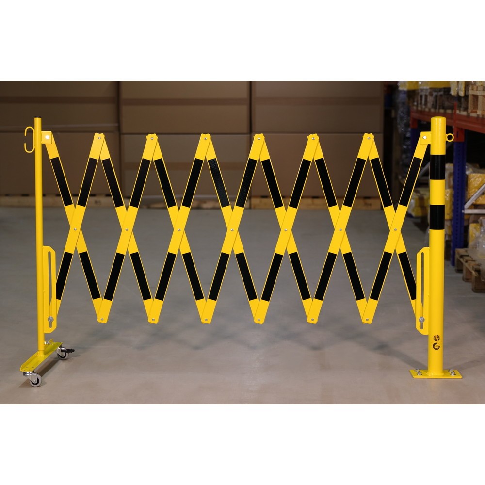 N° de l'image du produit 4 : Barrière extensible dancop avec potelets, Ø 60 mm, largeur 4 000 mm, noir/jaune