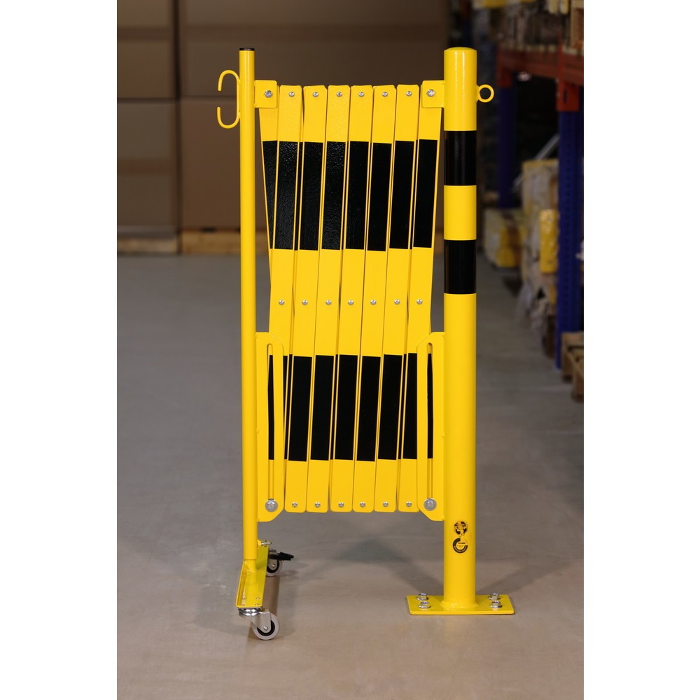 N° de l'image du produit 5 : Barrière extensible dancop avec potelets, Ø 60 mm, largeur 4 000 mm, noir/jaune