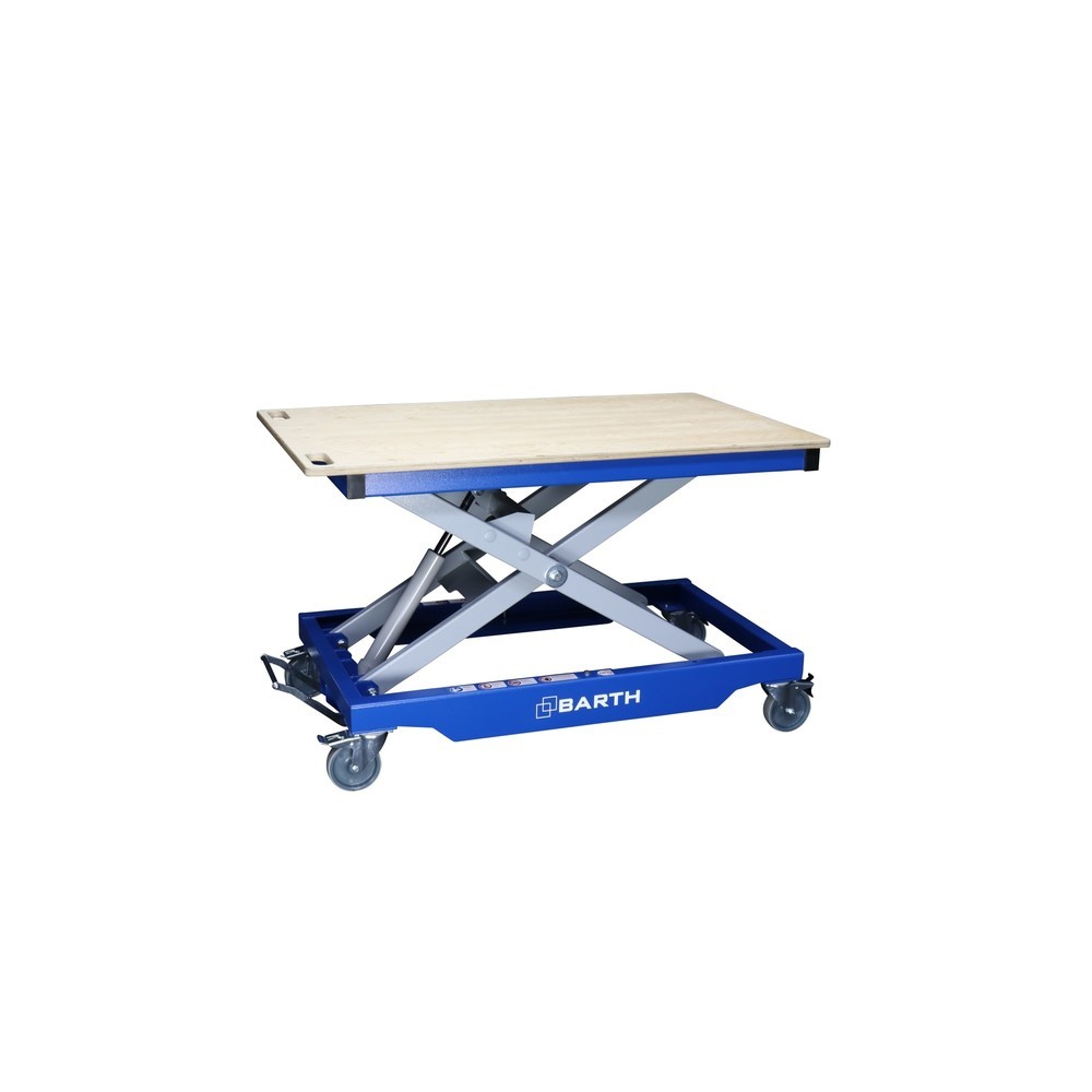 BARTH Montage-Hubtischwagen H400 mit Multiplex-Arbeitsplatte, Tragkraft 400 kg, Plattform 1.245 x 740 x 24 mm Produktabbildung: BARTH Montage-Hubtischwagen H400 mit Multiplex-Arbeitsplatte, Tragkraft 400 kg, Plattform 1.245 x 740 x 24 mm