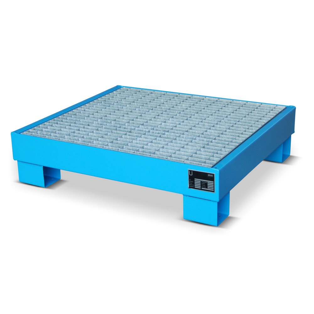 Produktabbildung: Bauer® Auffangwanne aus Stahl, 4x 60 l, Auffangvolumen 61 l, inkl. Gitterrost, lichtblau