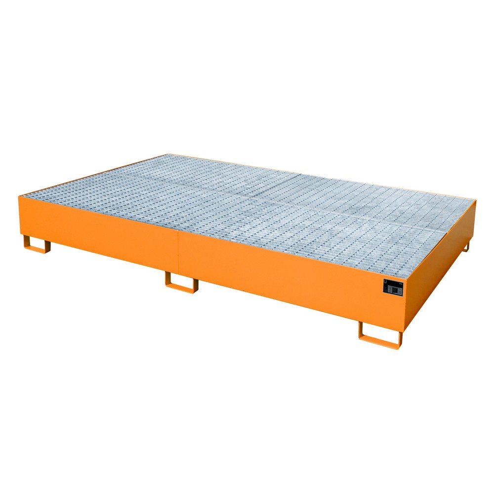 Produktabbildung Nr. 2: Bauer® Auffangwanne aus Stahl für 2x KTC/IBC oder 10x 200-Liter-Fässer, gelborange