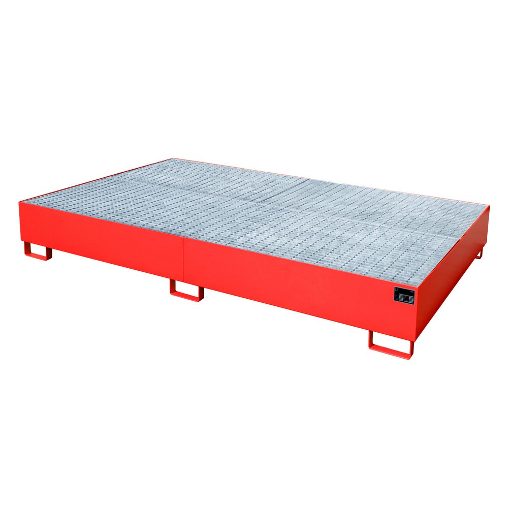 Produktabbildung Nr. 2: Bauer® Auffangwanne aus Stahl für 2x KTC/IBC oder 10x 200-Liter-Fässer, feuerrot