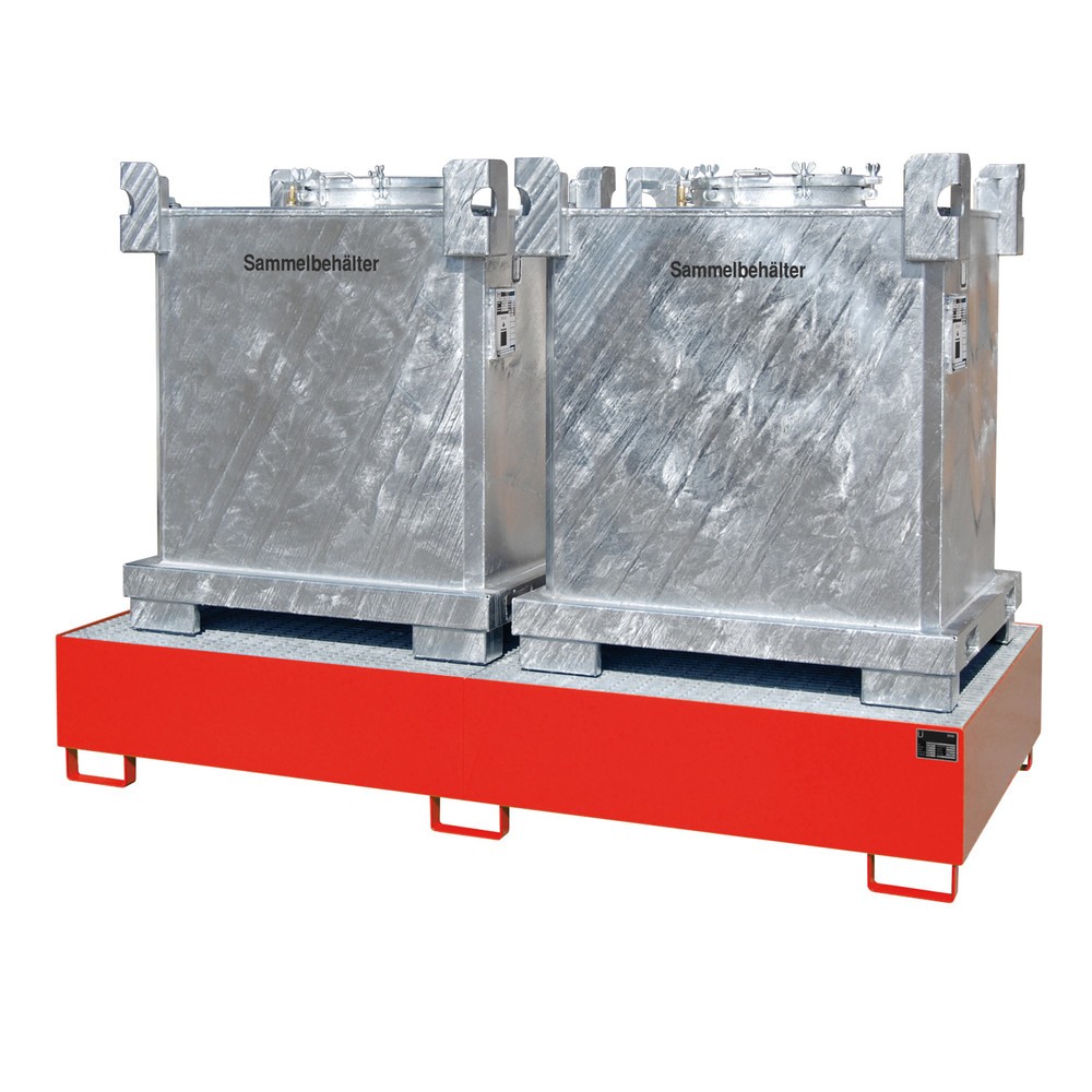 Produktabbildung Nr. 1: Bauer® Auffangwanne aus Stahl für 2x KTC/IBC, feuerrot