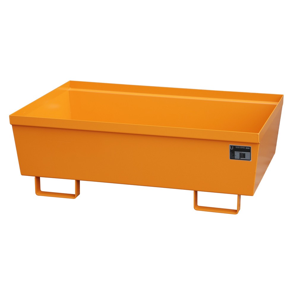 Produktabbildung Nr. 1: Bauer® Auffangwanne aus Stahl, HxBxT 415 x 800 x 1.200 mm, ohne Gitterrost, gelborange