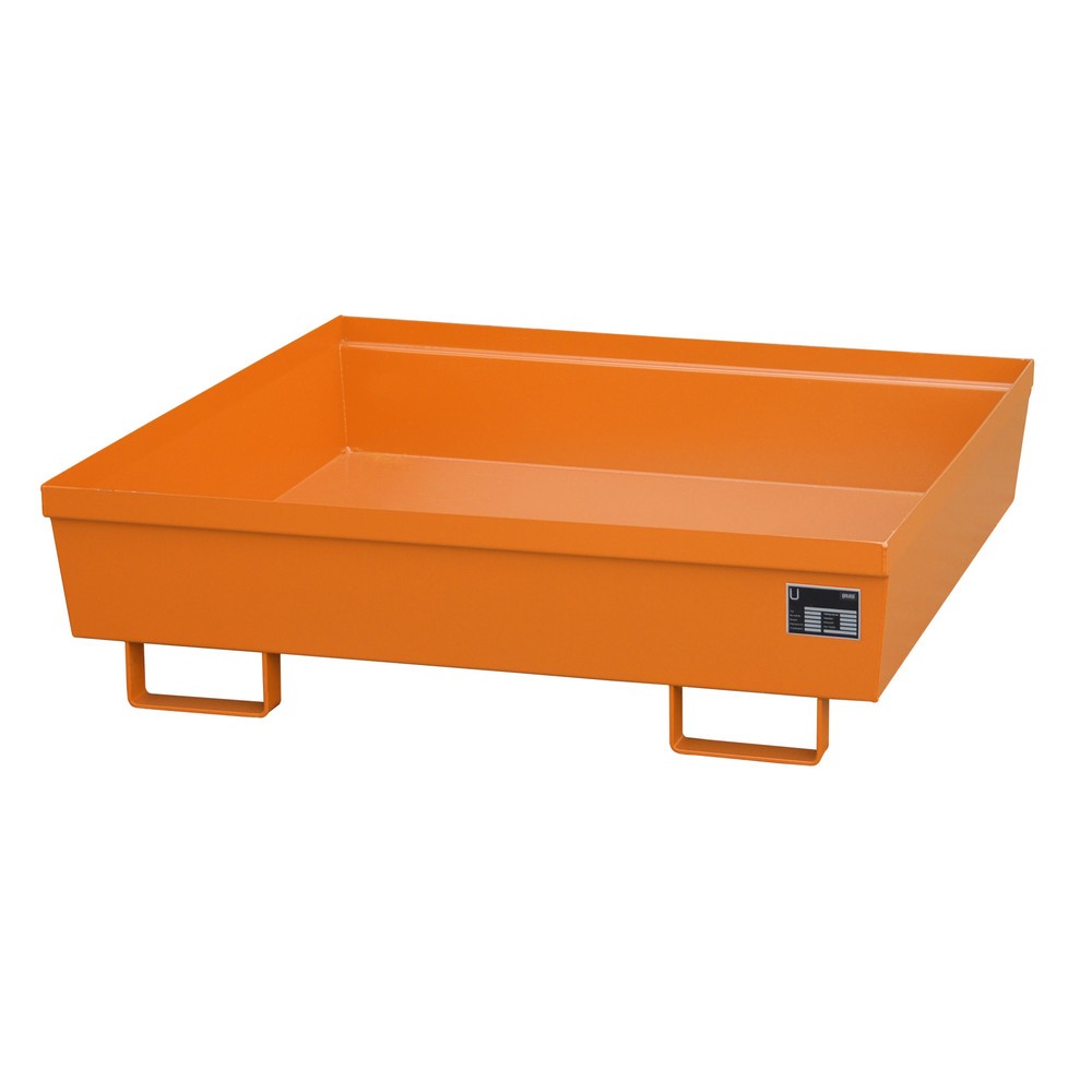Produktabbildung Nr. 2: Bauer® Auffangwanne aus Stahl, HxBxT 335 x 1.200 x 1.200 mm, ohne Gitterrost, gelborange