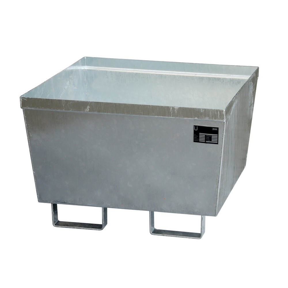 Produktabbildung: Bauer® Auffangwanne aus Stahl, HxBxT 545 x 800 x 800 mm, ohne Gitterrost, feuerverzinkt
