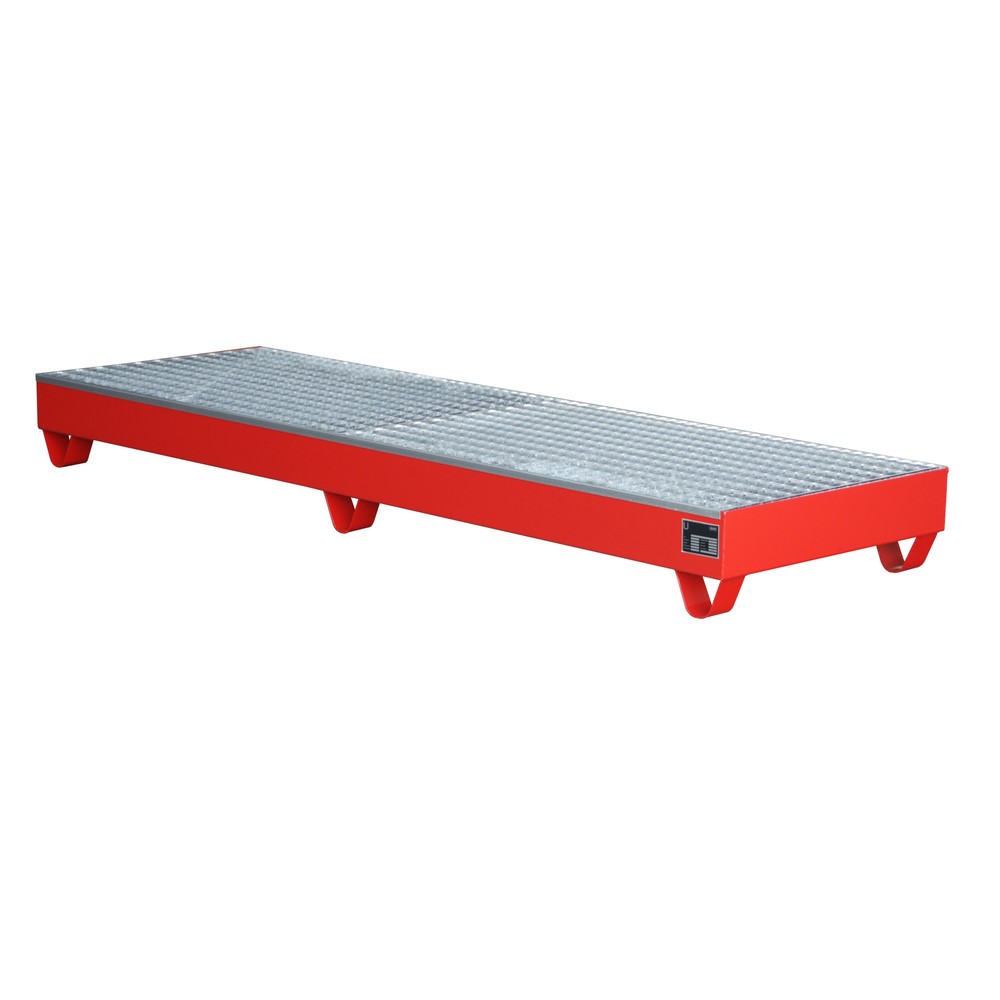 Produktabbildung Nr. 2: Bauer® Auffangwanne aus Stahl, HxBxT 250 x 800 x 2.400 mm, inkl. Gitterrost, 4x 200 l, feuerrot