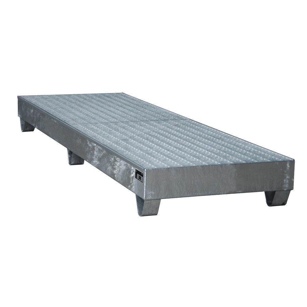 Produktabbildung Nr. 2: Bauer® Auffangwanne aus Stahl, HxBxT 250 x 800 x 2.400 mm, inkl. Gitterrost, 4x 200 l, feuerverzinkt