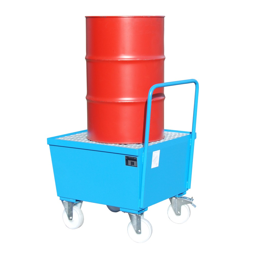 Produktabbildung Nr. 1: Bauer® Auffangwanne, fahrbar, 1x 200 l stehend, Auffangvolumen 215 l, lichtblau