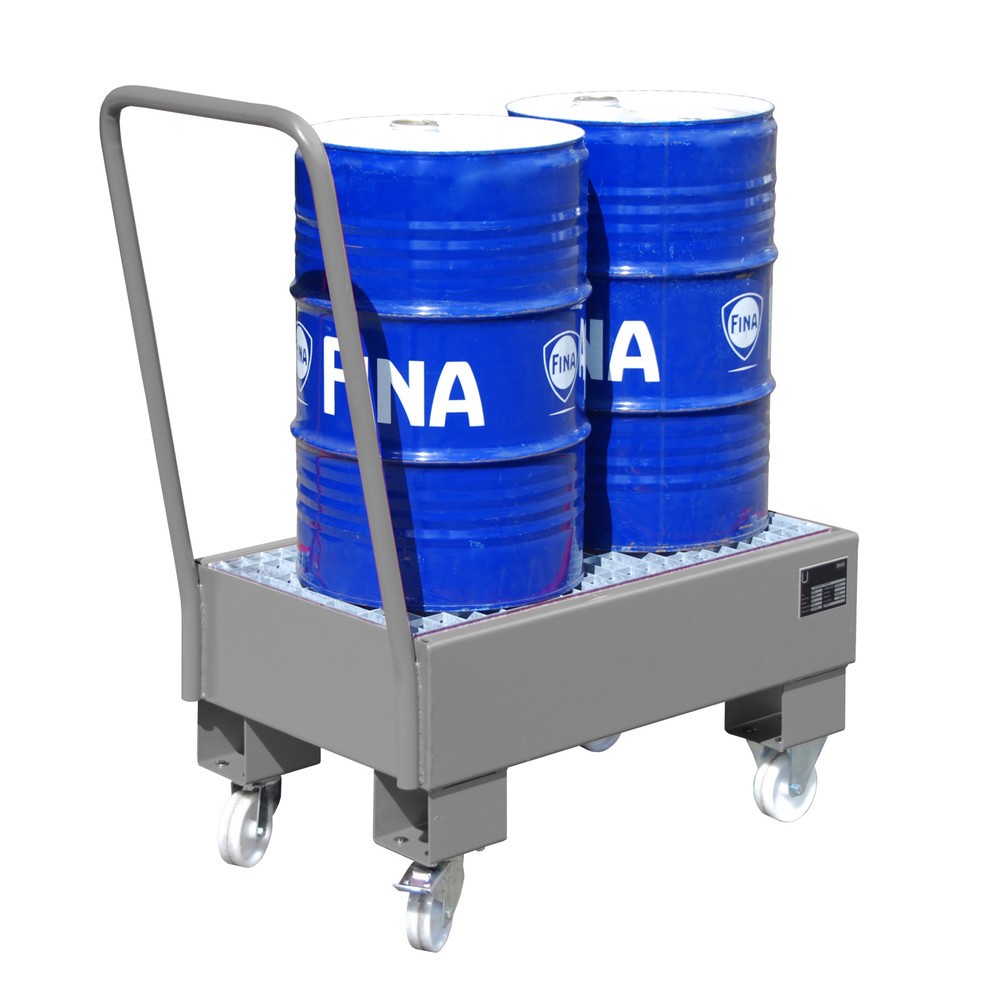 Produktabbildung Nr. 2: Bauer® Auffangwanne, fahrbar, 2x 60 l stehend, Auffangvolumen 61 l, mausgrau
