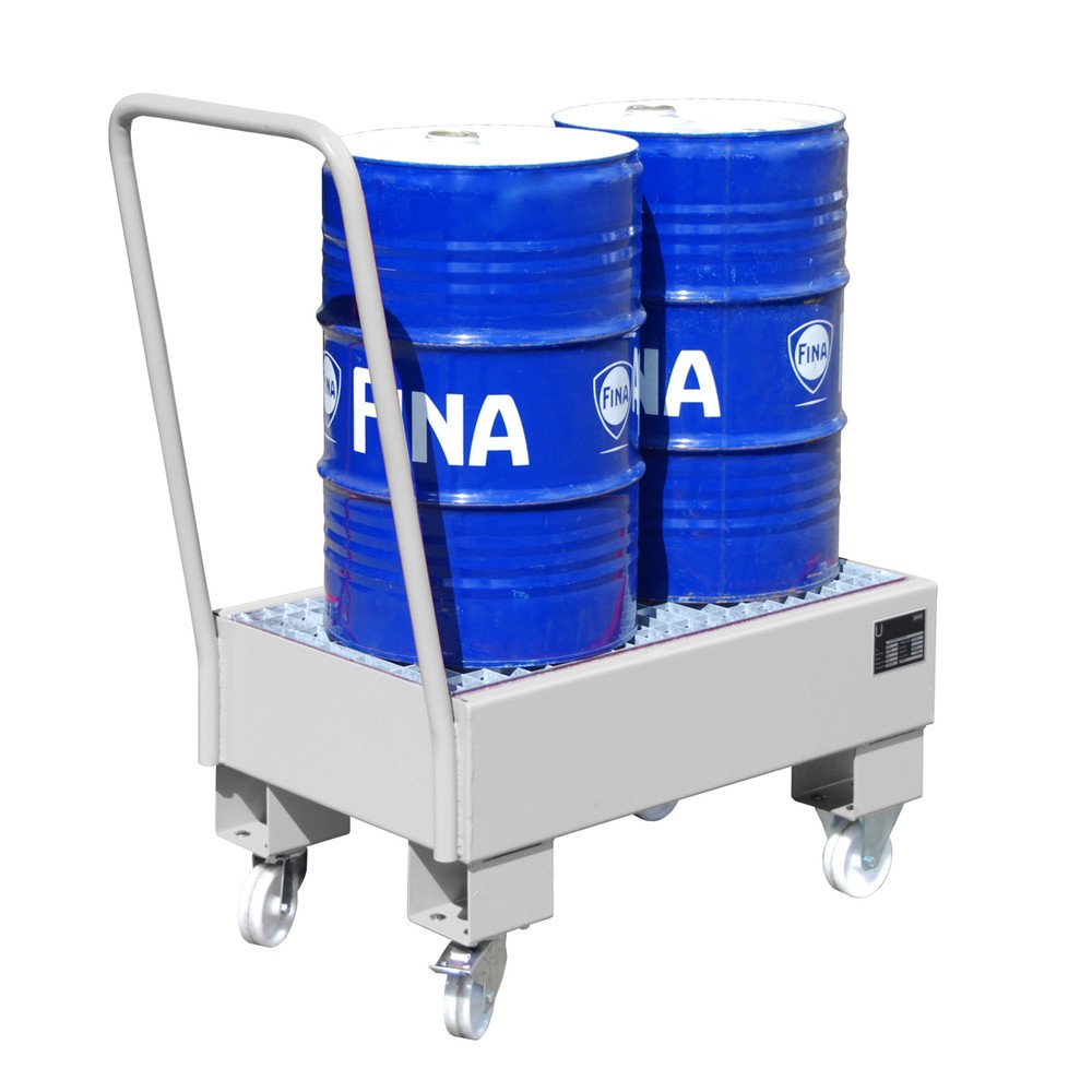 Produktabbildung Nr. 2: Bauer® Auffangwanne, fahrbar, 2x 60 l stehend, Auffangvolumen 61 l, feuerverzinkt