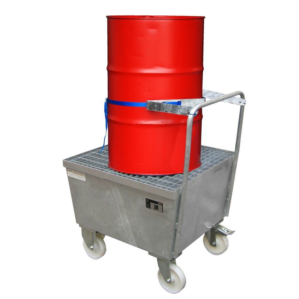 Produktabbildung Nr. 2: Bauer® Auffangwanne, fahrbar, 1x 200 l stehend, Auffangvolumen 215 l, feuerverzinkt