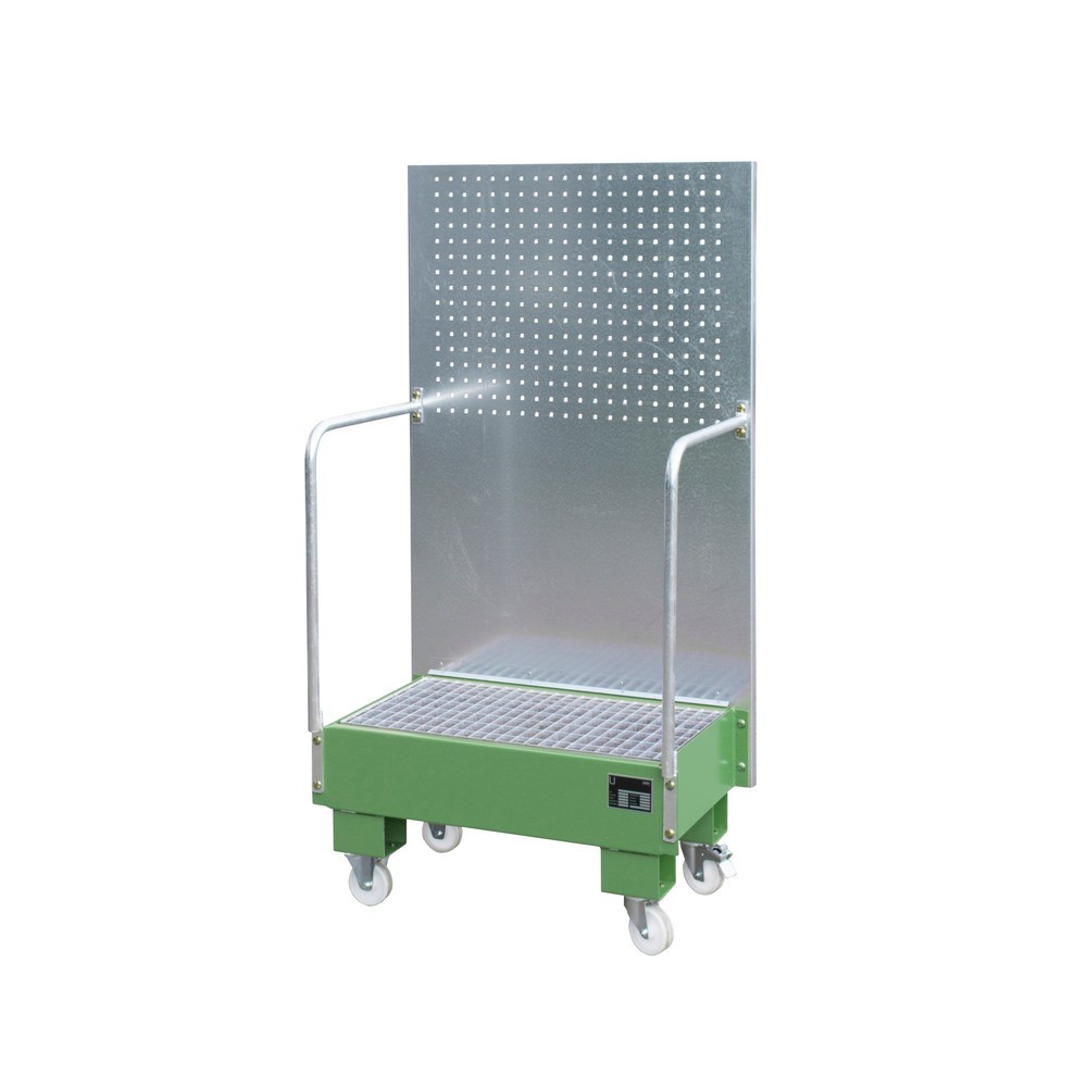 Illustration du produit: Bauer® Bac de rétention avec panneau perforé, 2x60 l, HxlxP 1 685 x 890 x 570 mm, vert réséda