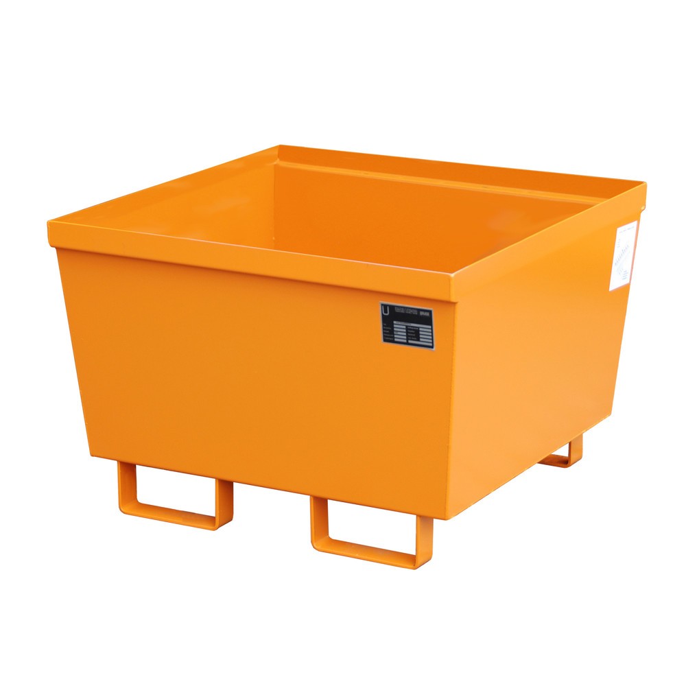 Illustration du produit: Bauer® Bac de rétention en acier, HxlxP 545 x 800 x 800 mm, sans caillebotis grille, jaune-orange