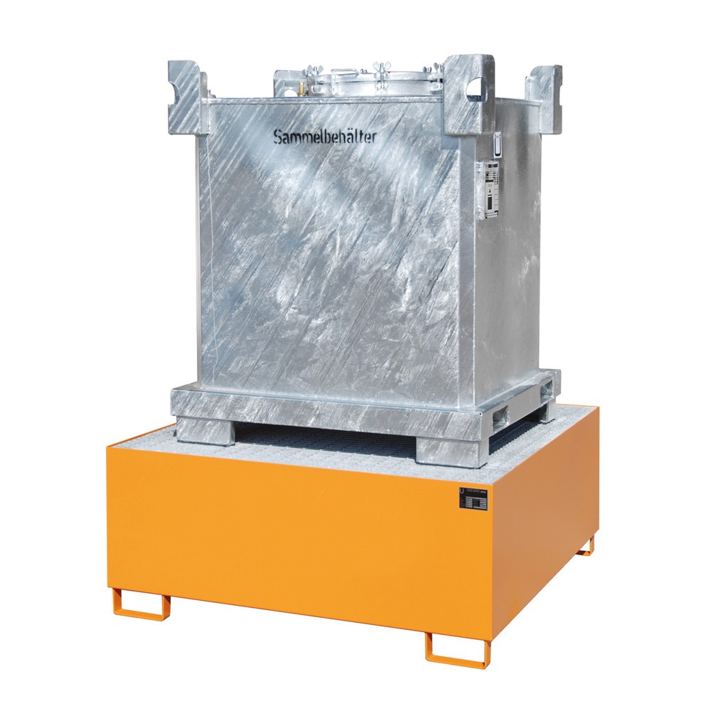 Produktabbildung Nr. 1: Bauer® Bac de rétention en acier pour 1 cuve KTC/IBC, jaune-orange