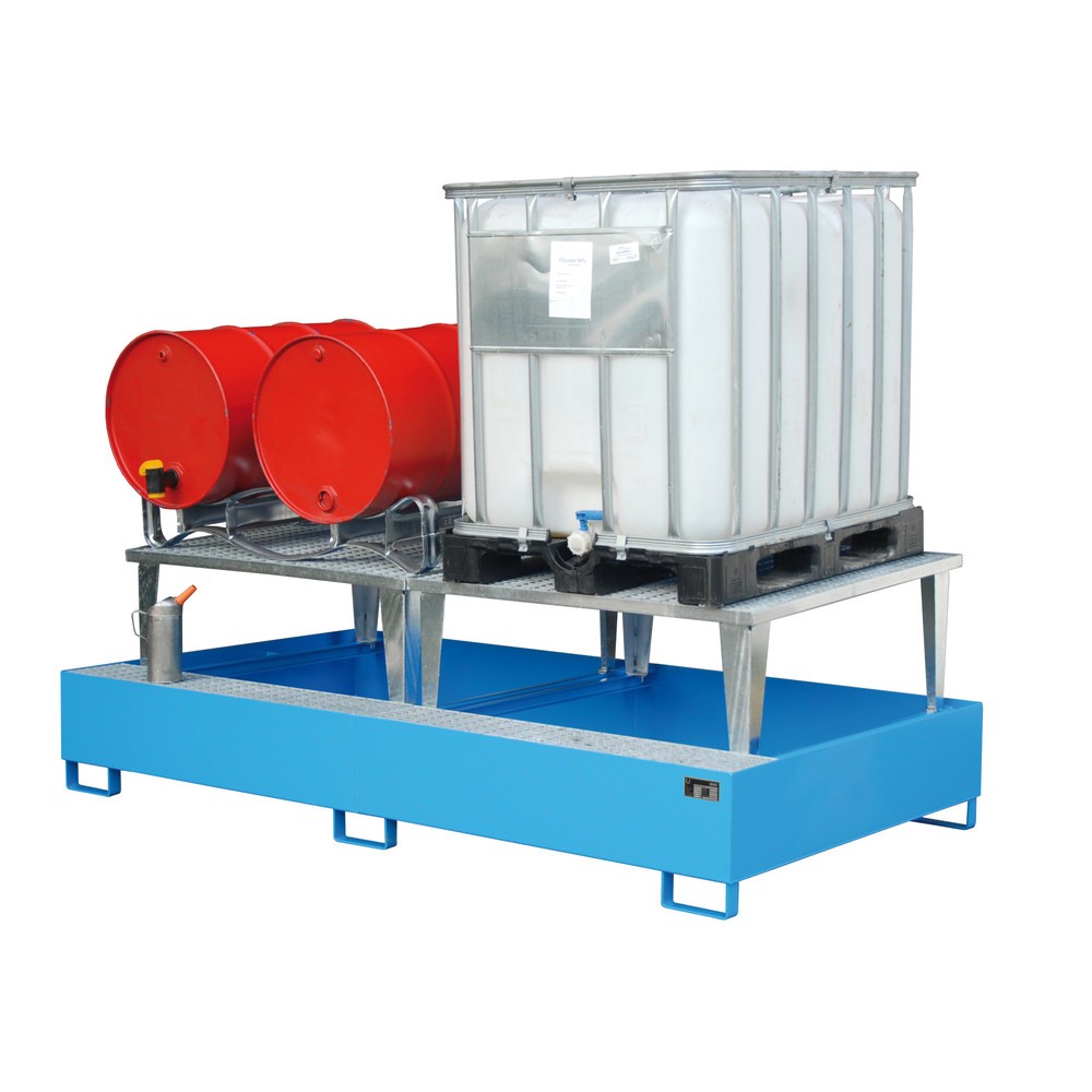 Produktabbildung Nr. 2: Bauer® Bac de rétention en acier pour 2 cuves KTC/IBC, avec kit de remplissage, bleu clair