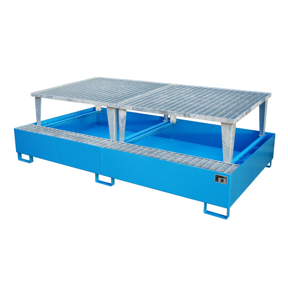 Produktabbildung Nr. 1: Bauer® Bac de rétention en acier pour 2 cuves KTC/IBC, avec kit de remplissage, bleu clair