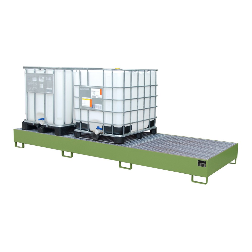 Produktabbildung Nr. 1: Bauer® Bac de rétention en acier pour 3 cuves KTC/IBC, vert réséda