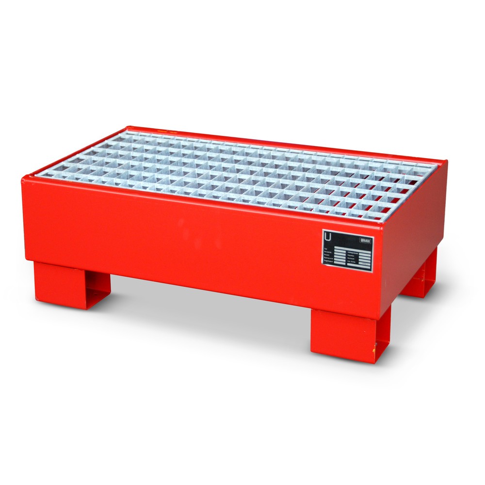 Illustration du produit: Bauer® Bac de rétention en acier, 2x 60 l, contenance 61 l, avec caillebotis grille, rouge feu
