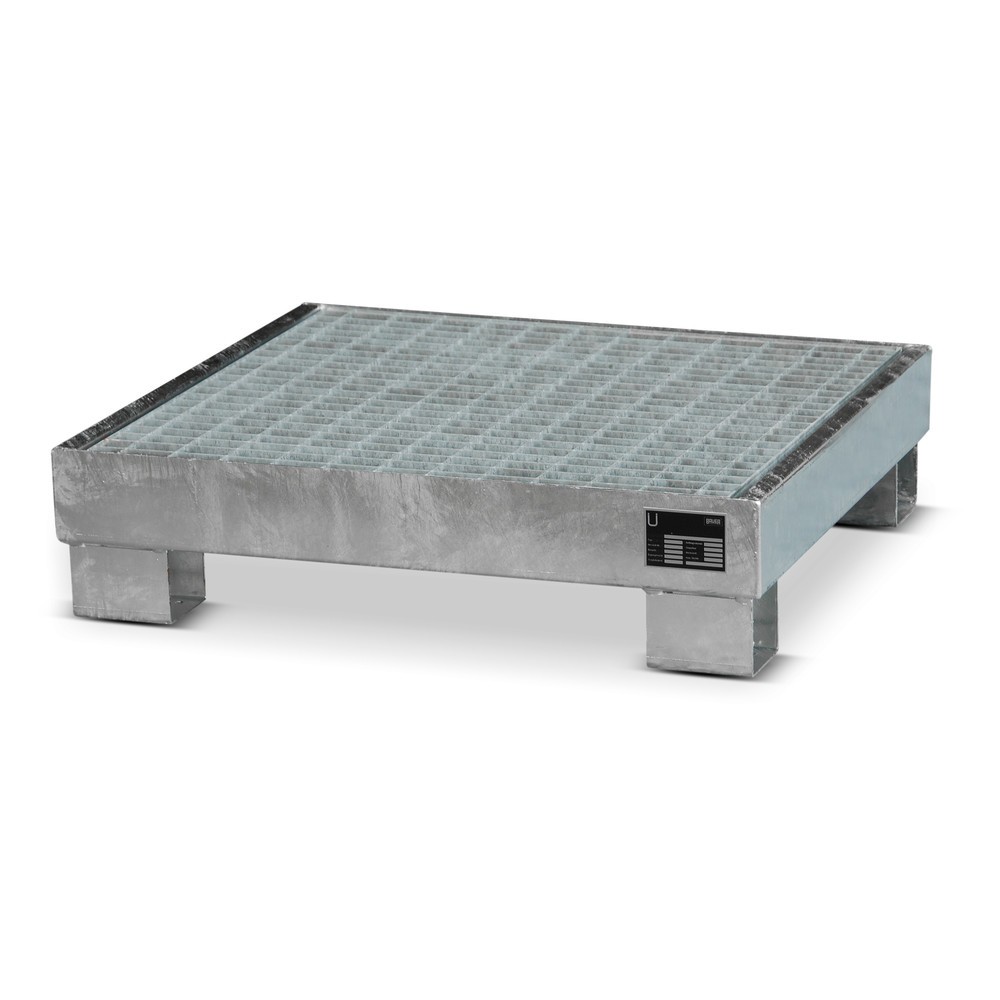Illustration du produit: Bauer® Bac de rétention en acier, 4x 60 l, contenance 61 l, avec caillebotis grille, galvanisé à chaud