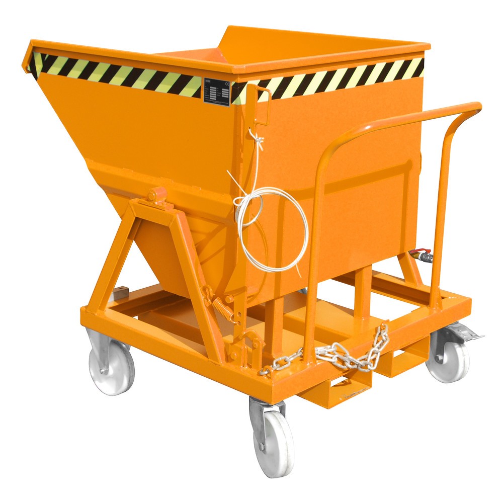Produktabbildung Nr. 1: Bauer® Benne à copeaux basculante, vidage au niveau du sol, peinte, volume 0,4 m³, RAL 2000 orangé jaune