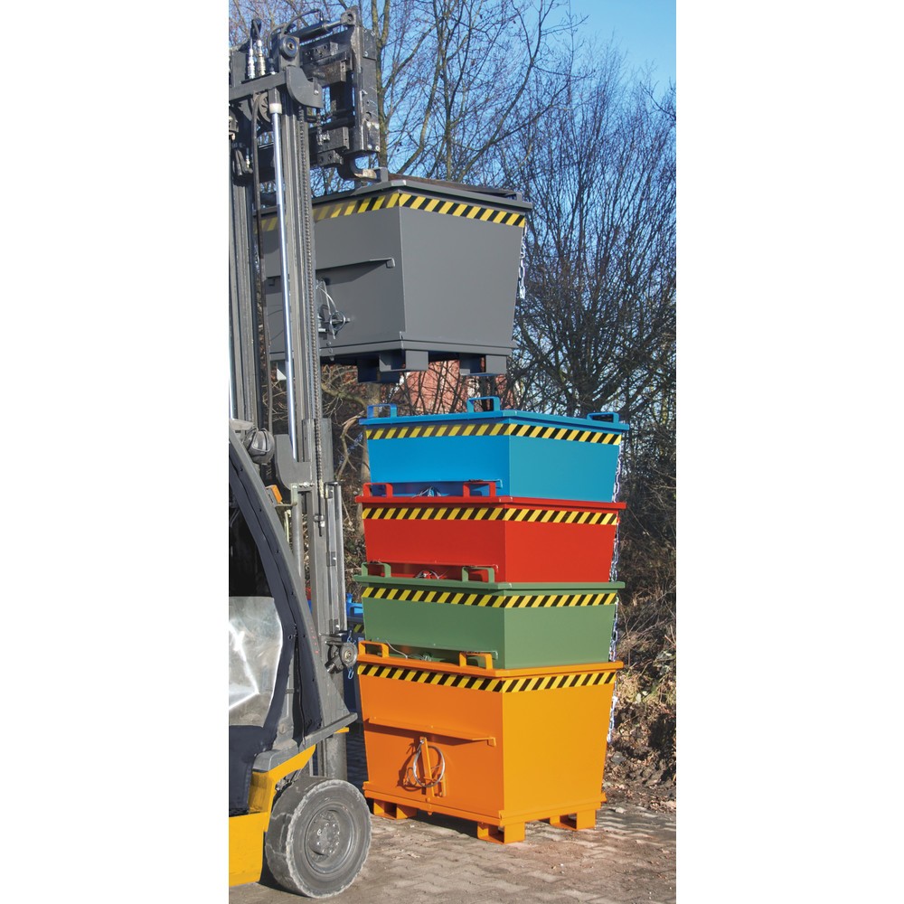 Produktabbildung Nr. 6: Bauer® Benne à fond basculant empilable, peint, volume 0,5 m³, RAL 3000 rouge feu