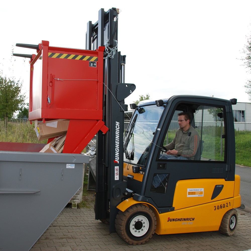 Produktabbildung Nr. 2: Bauer® Benne à fond basculant, empilable par 3, peint, volume 1 m³, RAL 3000 rouge feu