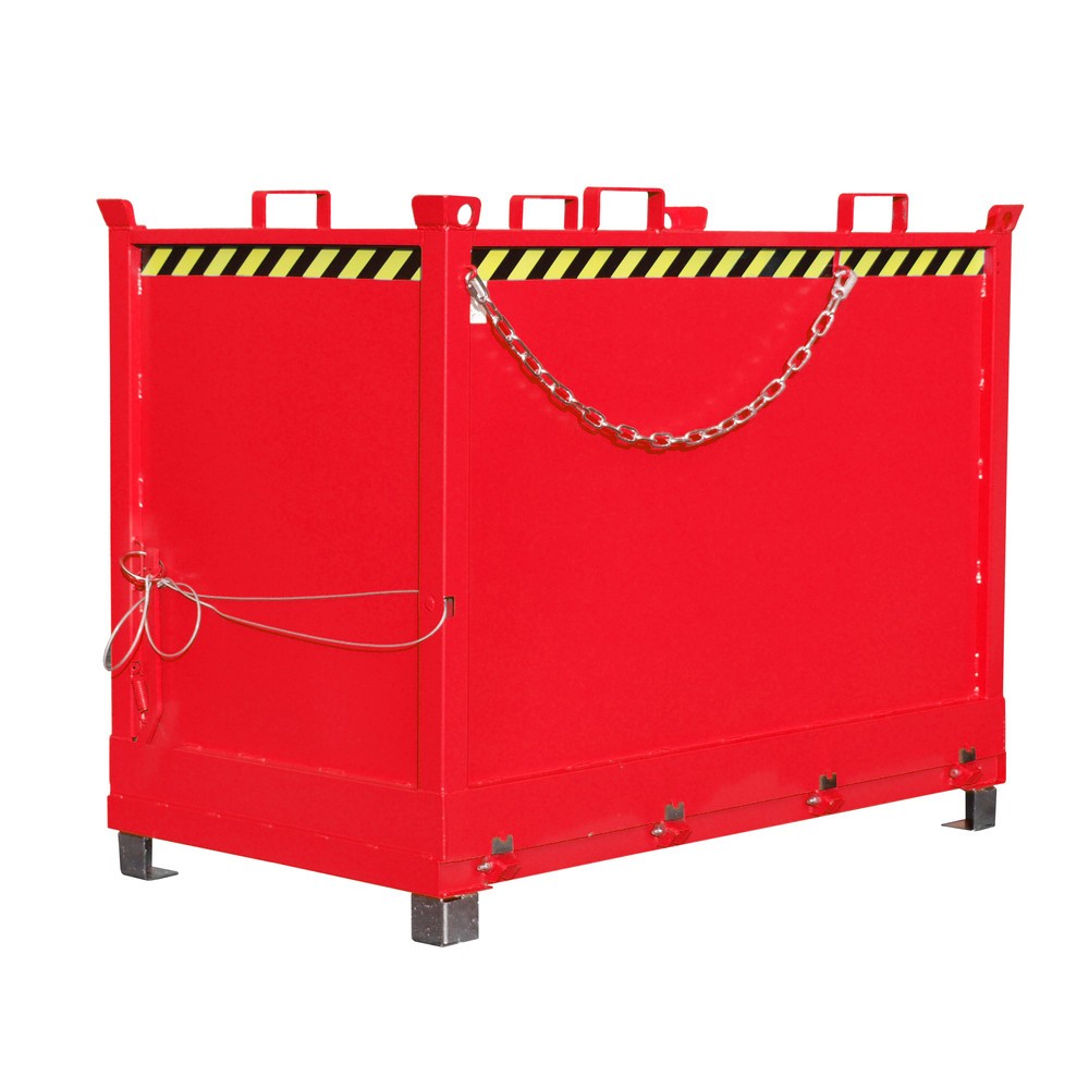 Illustration du produit: Bauer® Benne à fond basculant, empilable par 3, peint, volume 2 m³, RAL 3000 rouge feu