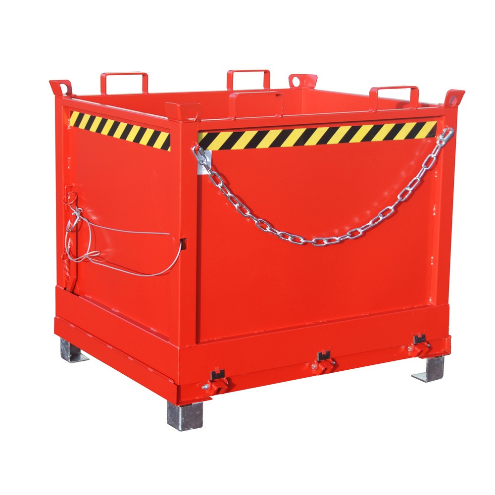Produktabbildung Nr. 1: Bauer® Benne à fond basculant, empilable par 3, peint, volume 1 m³, RAL 3000 rouge feu