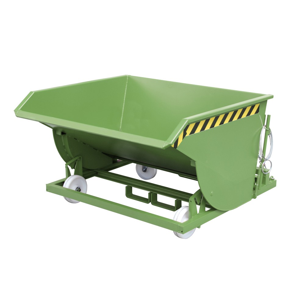Produktabbildung Nr. 1: Bauer® Benne basculante à copeaux, construction basse, avec entrées de fourche, peint, volume 0,75 m³, RAL 6011 vert réséda