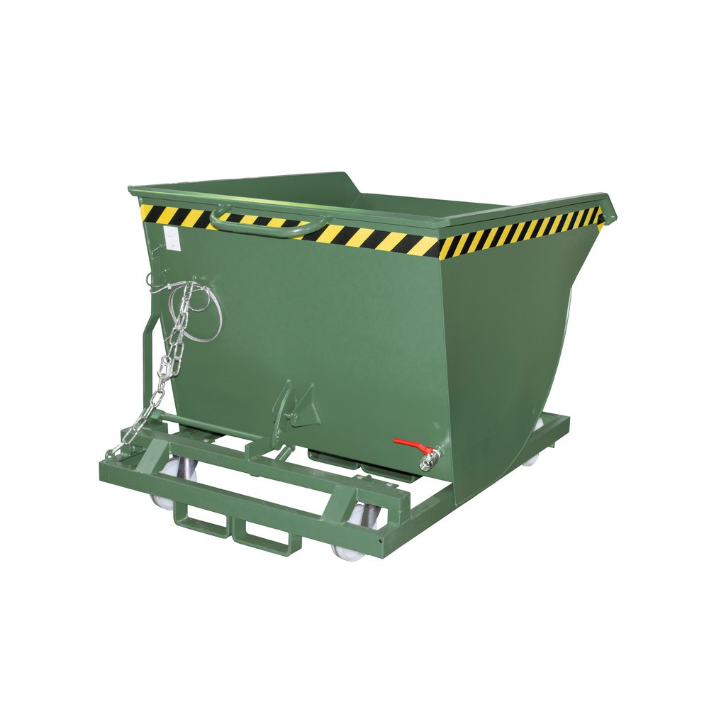 Produktabbildung Nr. 1: Bauer® Benne basculante à copeaux, construction basse, avec entrées de fourche, peint, volume 0,5 m³, RAL 6011 vert réséda