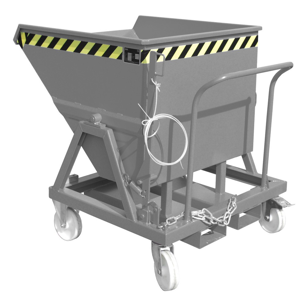 Illustration du produit: Bauer® Benne basculante avec équipement de roue et dossier de poussée, 400 l, RAL 7005 gris souris