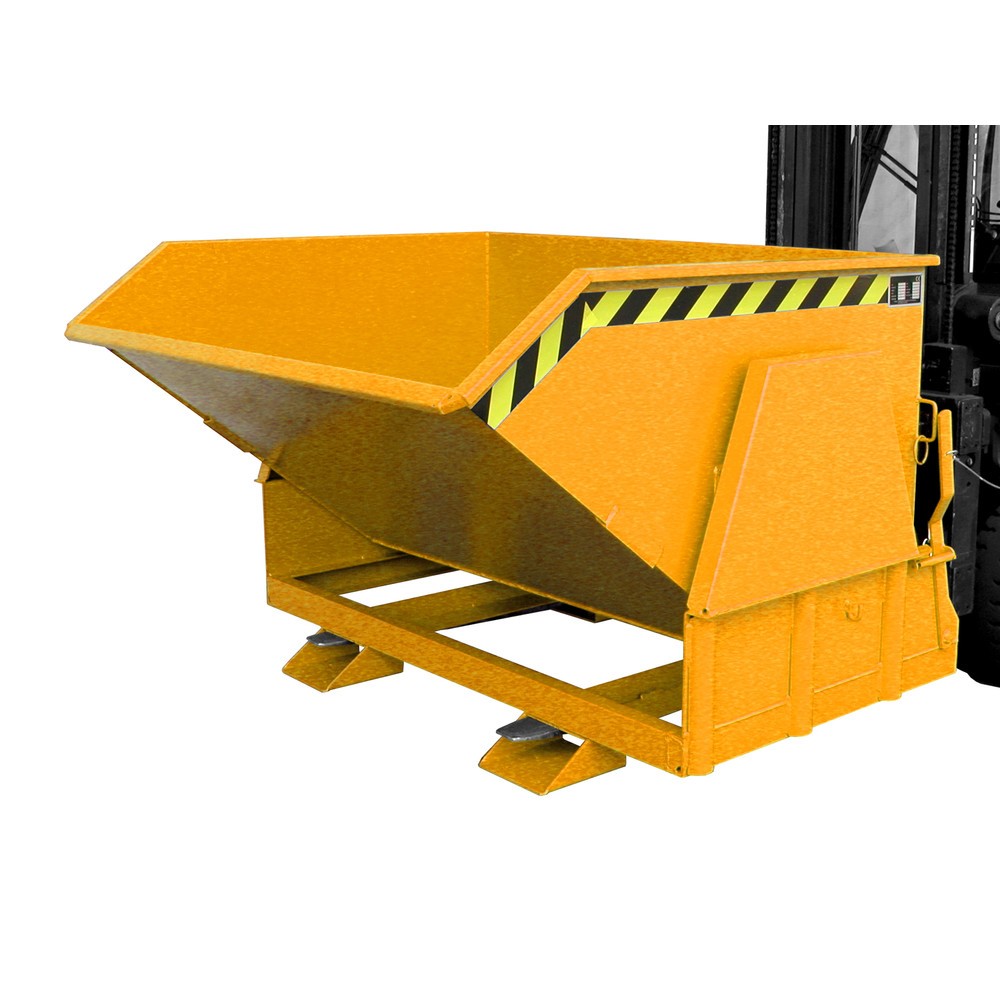 Produktabbildung Nr. 1: Bauer® Benne basculante avec mécanisme d'aide au basculement Premium, construction large, peint, sans couvercle, volume 1,2 m³, RAL 2000 orangé jaune