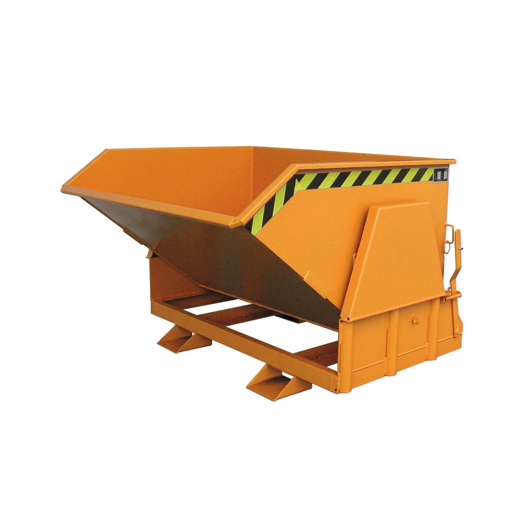 Produktabbildung Nr. 1: Bauer® Benne basculante avec mécanisme d'aide au basculement Premium, construction large, peint, sans couvercle, volume 0,8 m³, RAL 2000 orangé jaune