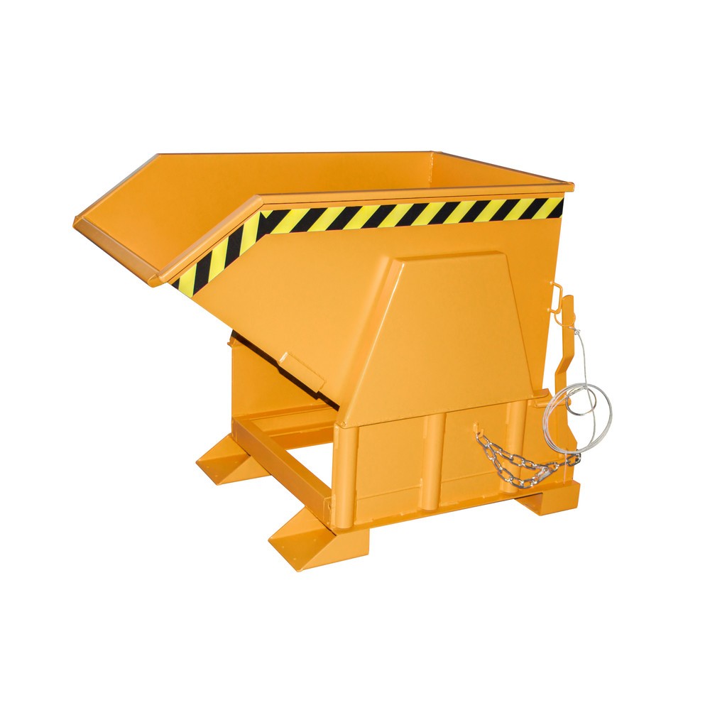 Illustration du produit: Bauer® Benne basculante avec mécanisme d'aide au basculement Premium, construction large, peint, sans couvercle, volume 0,5 m³, RAL 2000 orangé jaune