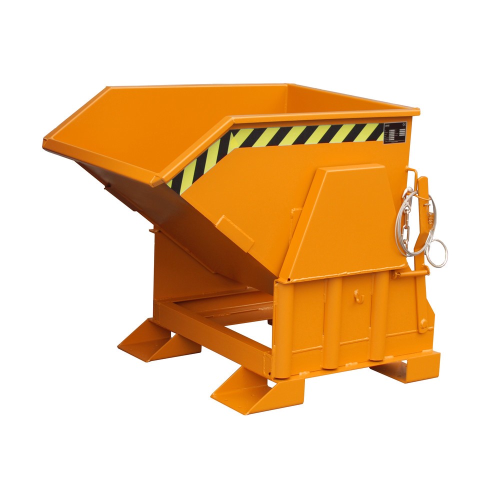 Illustration du produit: Bauer® Benne basculante avec mécanisme d'aide au basculement Premium, construction large, peint, sans couvercle, volume 0,3 m³, RAL 2000 orangé jaune