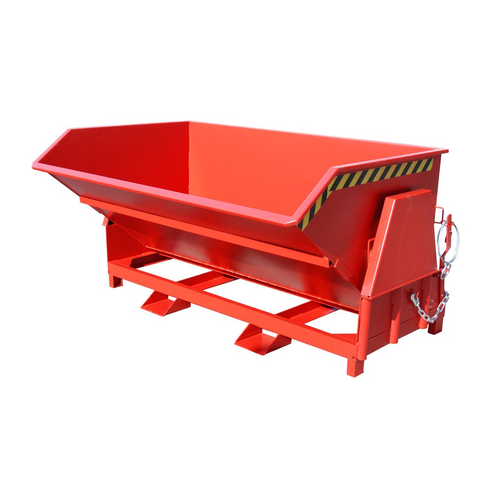 Produktabbildung Nr. 1: Bauer® Benne basculante avec mécanisme d'aide au basculement Premium, construction large, peint, sans couvercle, volume 2 m³, RAL 3000 rouge feu