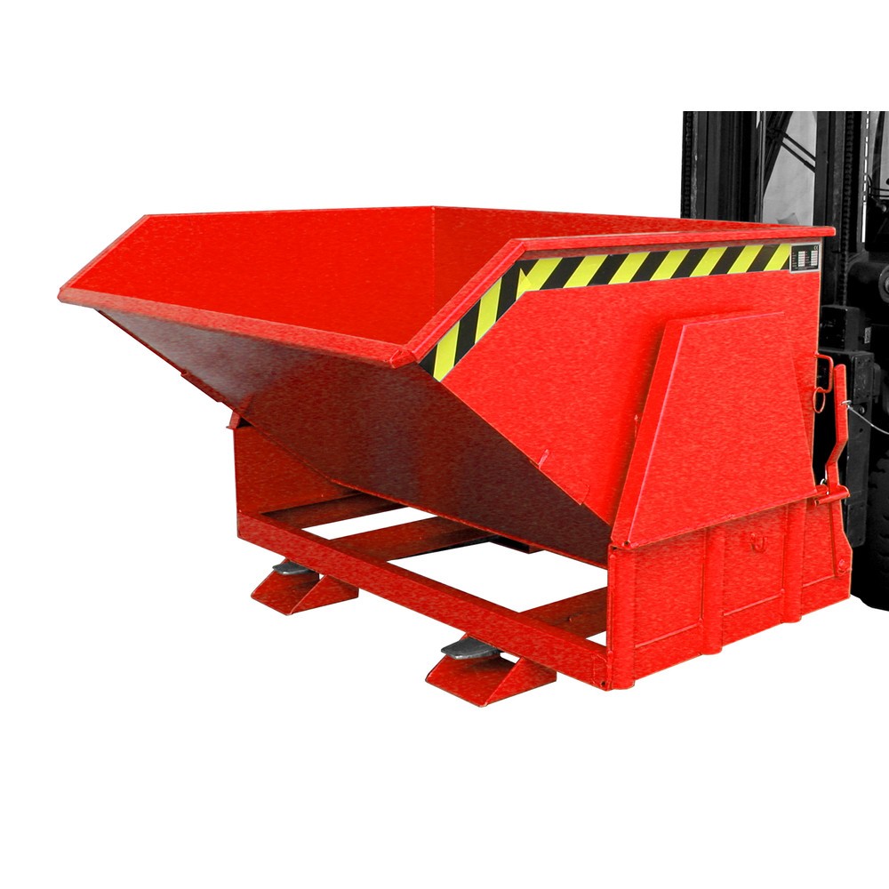 Produktabbildung Nr. 1: Bauer® Benne basculante avec mécanisme d'aide au basculement Premium, construction large, peint, sans couvercle, volume 1,2 m³, RAL 3000 rouge feu