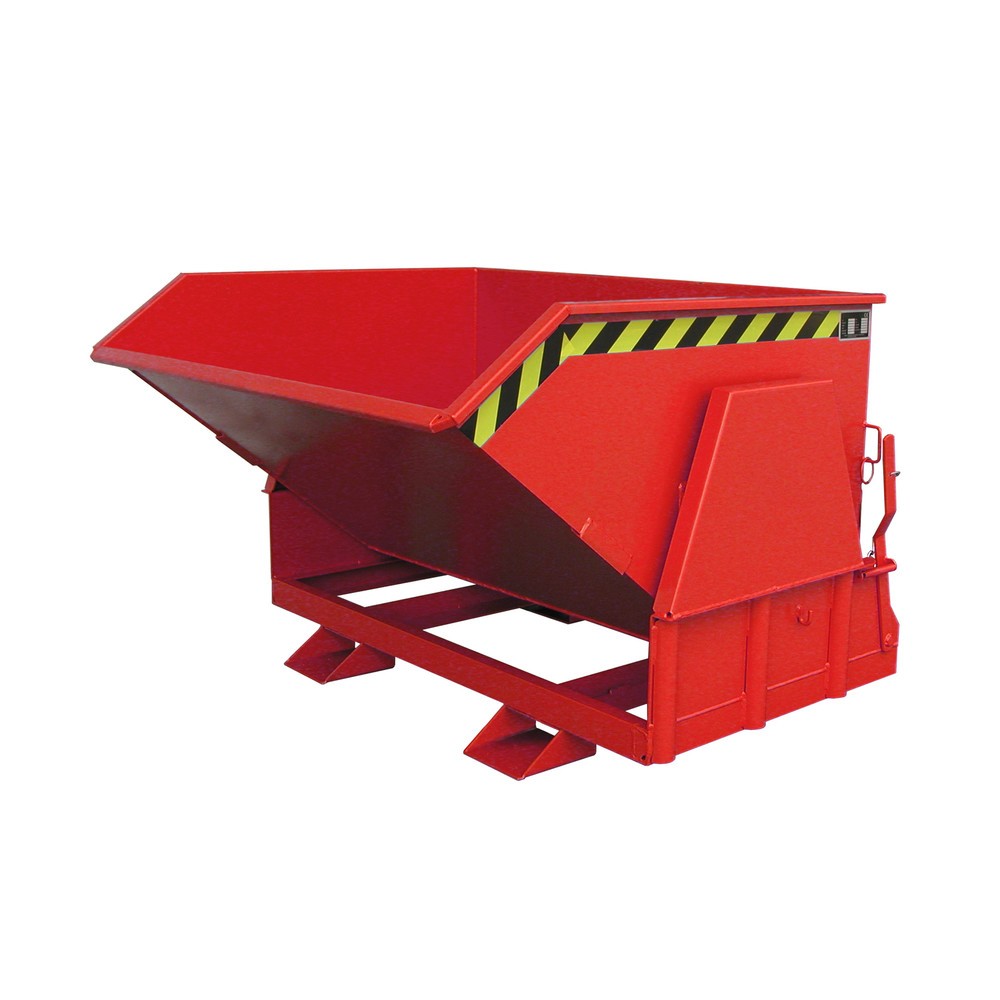 Produktabbildung Nr. 1: Bauer® Benne basculante avec mécanisme d'aide au basculement Premium, construction large, peint, sans couvercle, volume 0,8 m³, RAL 3000 rouge feu
