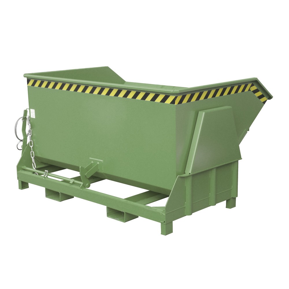 Produktabbildung Nr. 1: Bauer® Benne basculante avec mécanisme d'aide au basculement Premium, construction large, peint, sans couvercle, volume 1,5 m³, RAL 6011 vert réséda