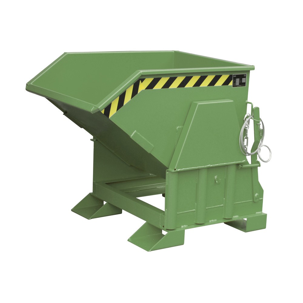 Illustration du produit: Bauer® Benne basculante avec mécanisme d'aide au basculement Premium, construction large, peint, sans couvercle, volume 0,3 m³, RAL 6011 vert réséda